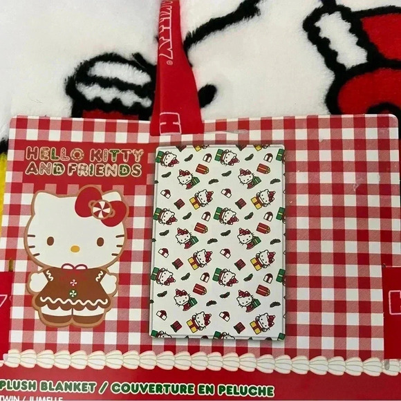 Hello Kitty Christmas Blanket Twin White Santa NWT gingerbread Kitty - Picture 2 of 7